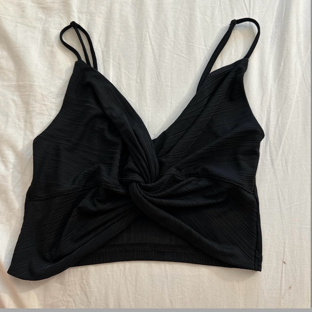 Black Twist Front Crop Top